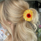 Sunflower Acrylic Hair Claw Clip — Half-Up Hairstyle Shark Clip