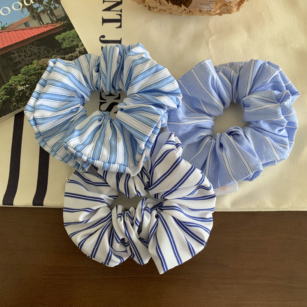 Simple Striped Hair Band Large Intestine Hair Rope