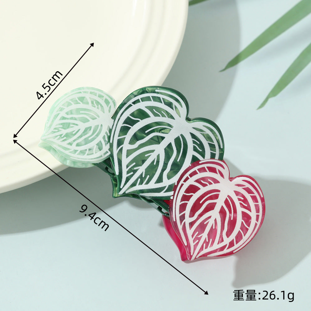Plant Leaves Barrettes Acetic Acid Updo Shark Clip