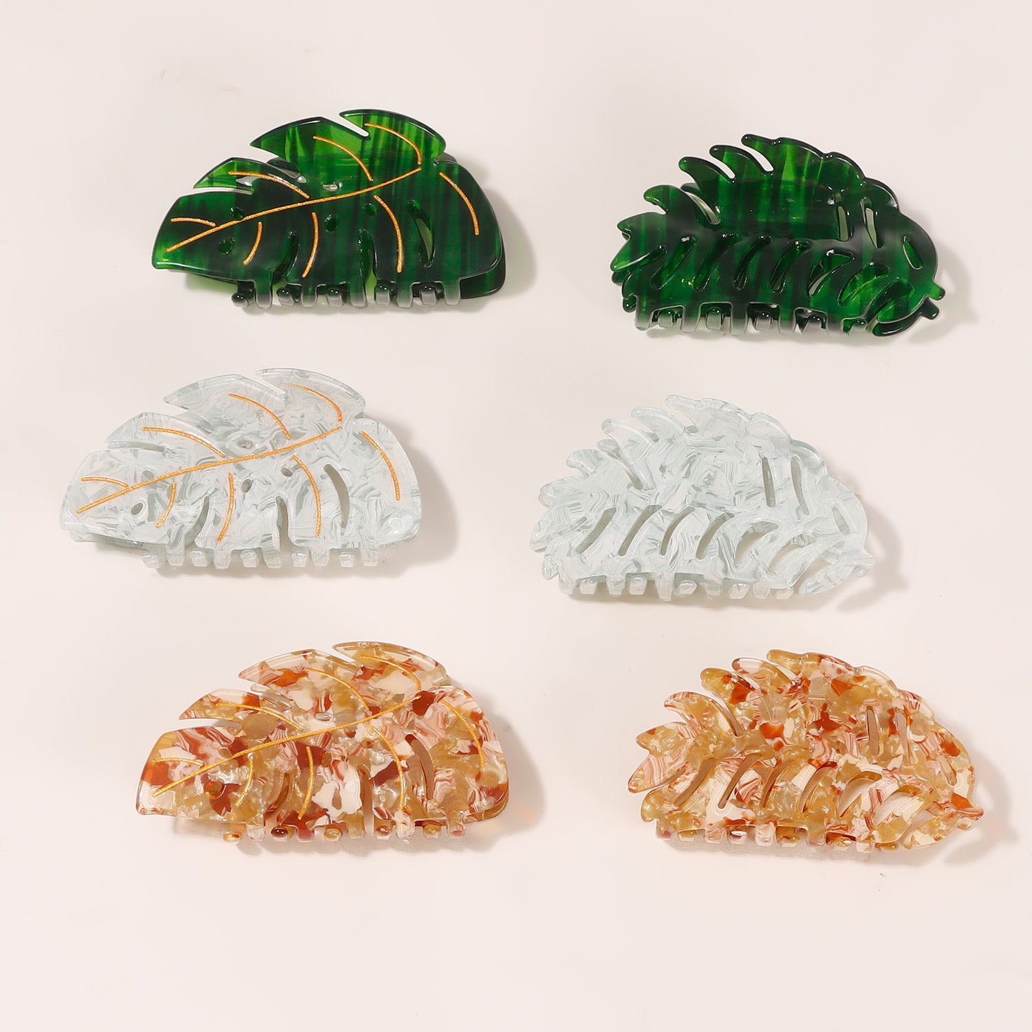 Leaves Grip PVC Updo Shark Clip