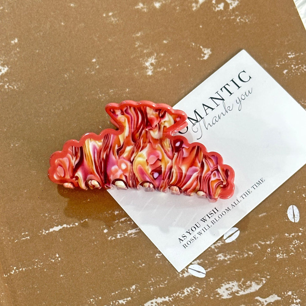 Blue-and-White Porcelain Style Claw Clip — Tie-Dye Speckled Pattern, Ideal for Updos