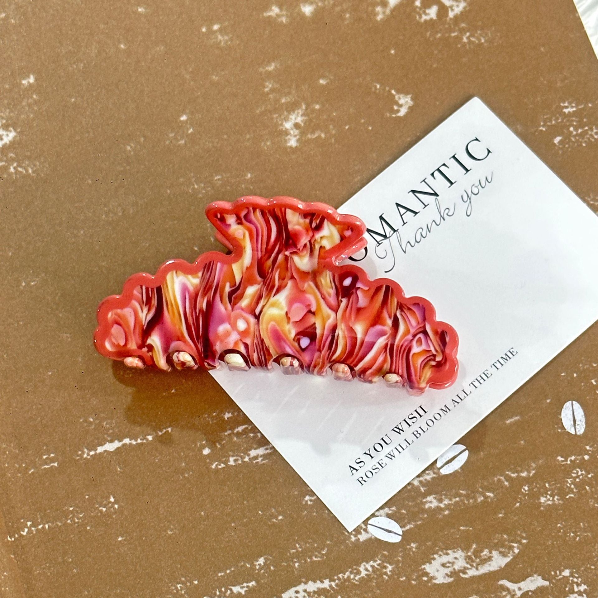 Blue-and-White Porcelain Style Claw Clip — Tie-Dye Speckled Pattern, Ideal for Updos