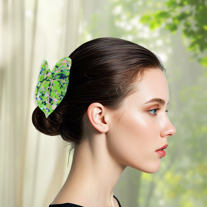 Leaves Barrettes Acetate Updo Large Size Shark Clip
