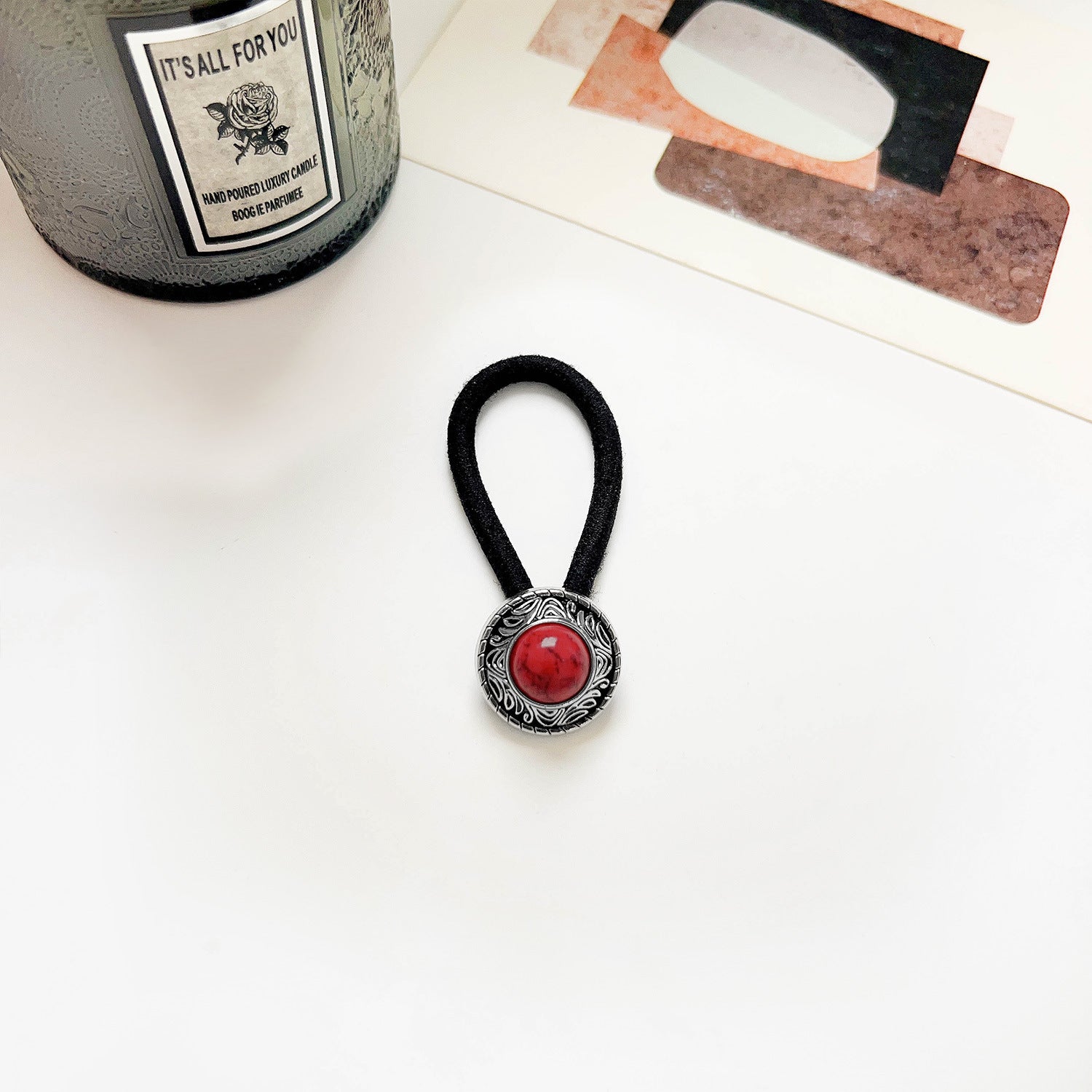 Vintage Inlaid Turquoise Rubber Band Hair Rope High Elasticity Hair Tie Hair Rope