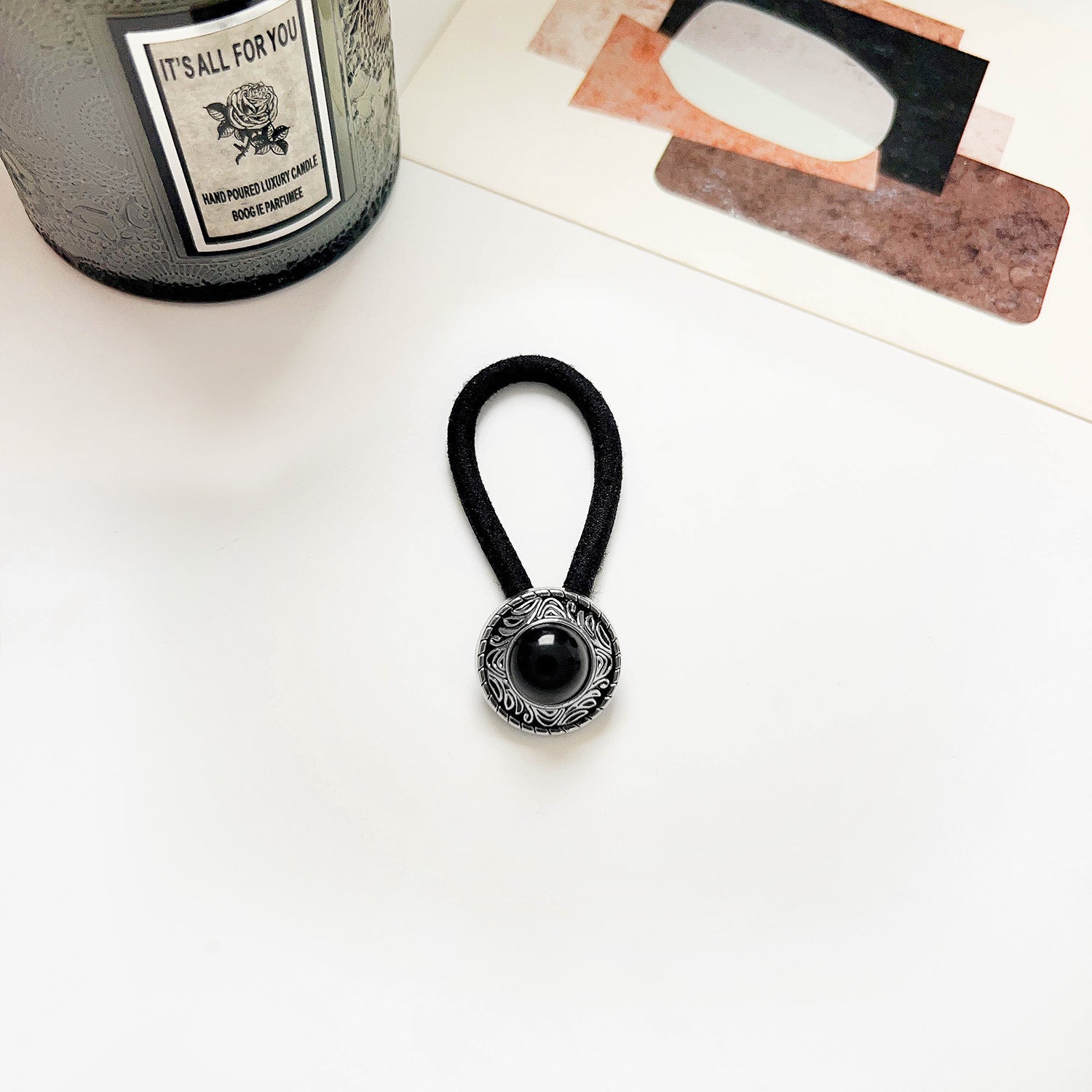 Vintage Inlaid Turquoise Rubber Band Hair Rope High Elasticity Hair Tie Hair Rope