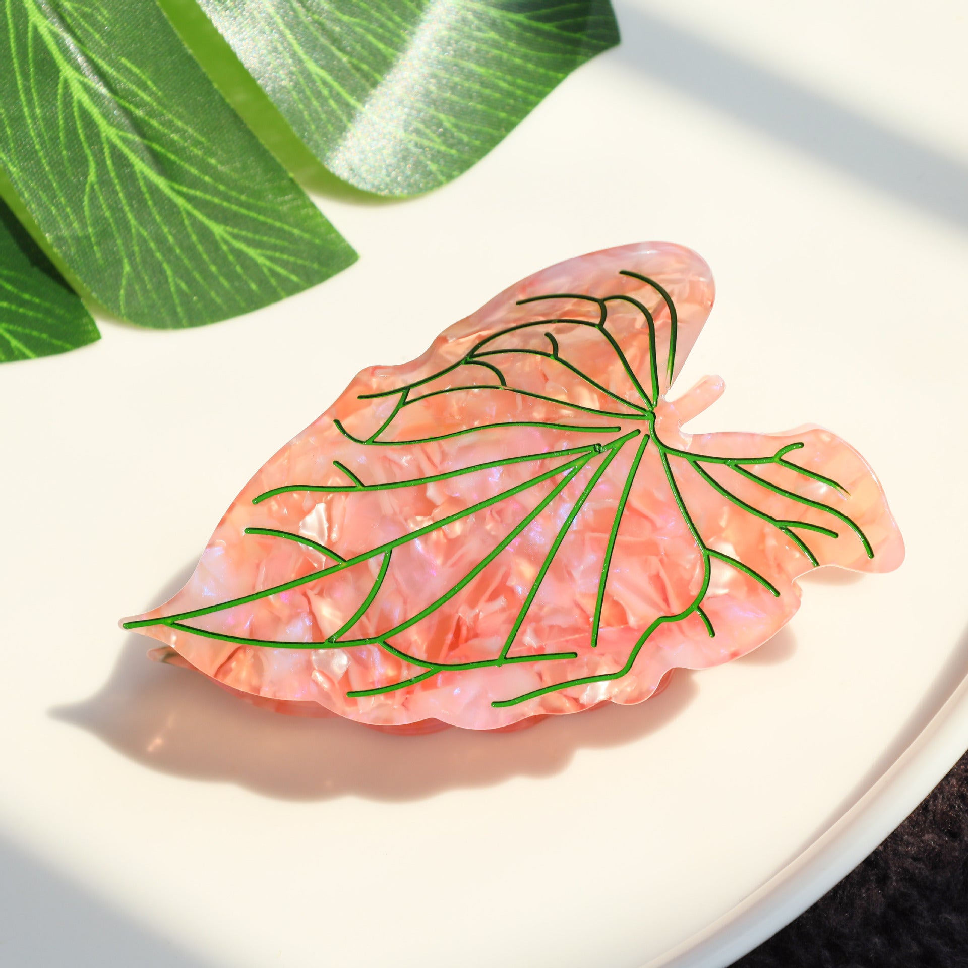 Leaves Barrettes Acetate Updo Large Size Shark Clip