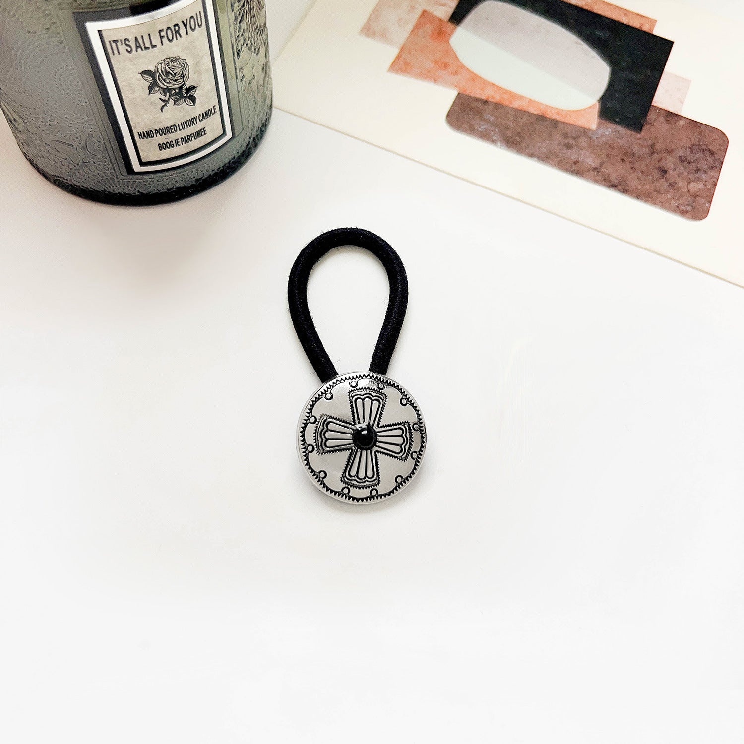 Vintage Inlaid Turquoise Rubber Band Hair Rope High Elasticity Hair Tie Hair Rope