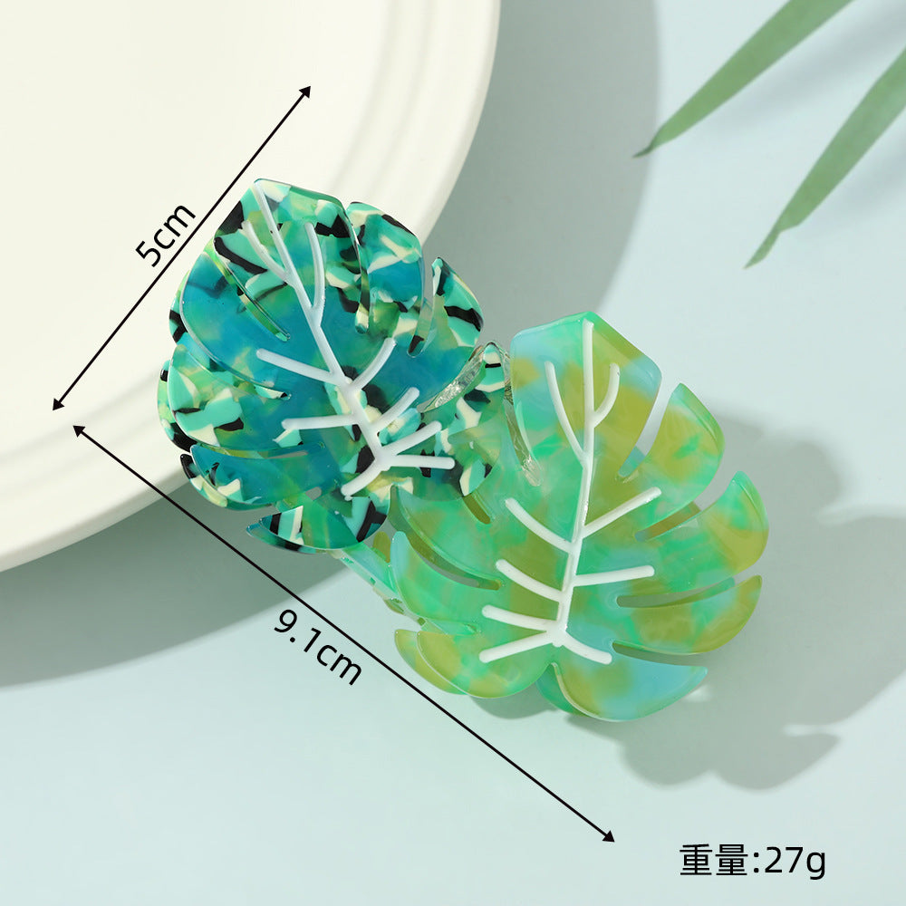 Plant Leaves Barrettes Acetic Acid Updo Shark Clip