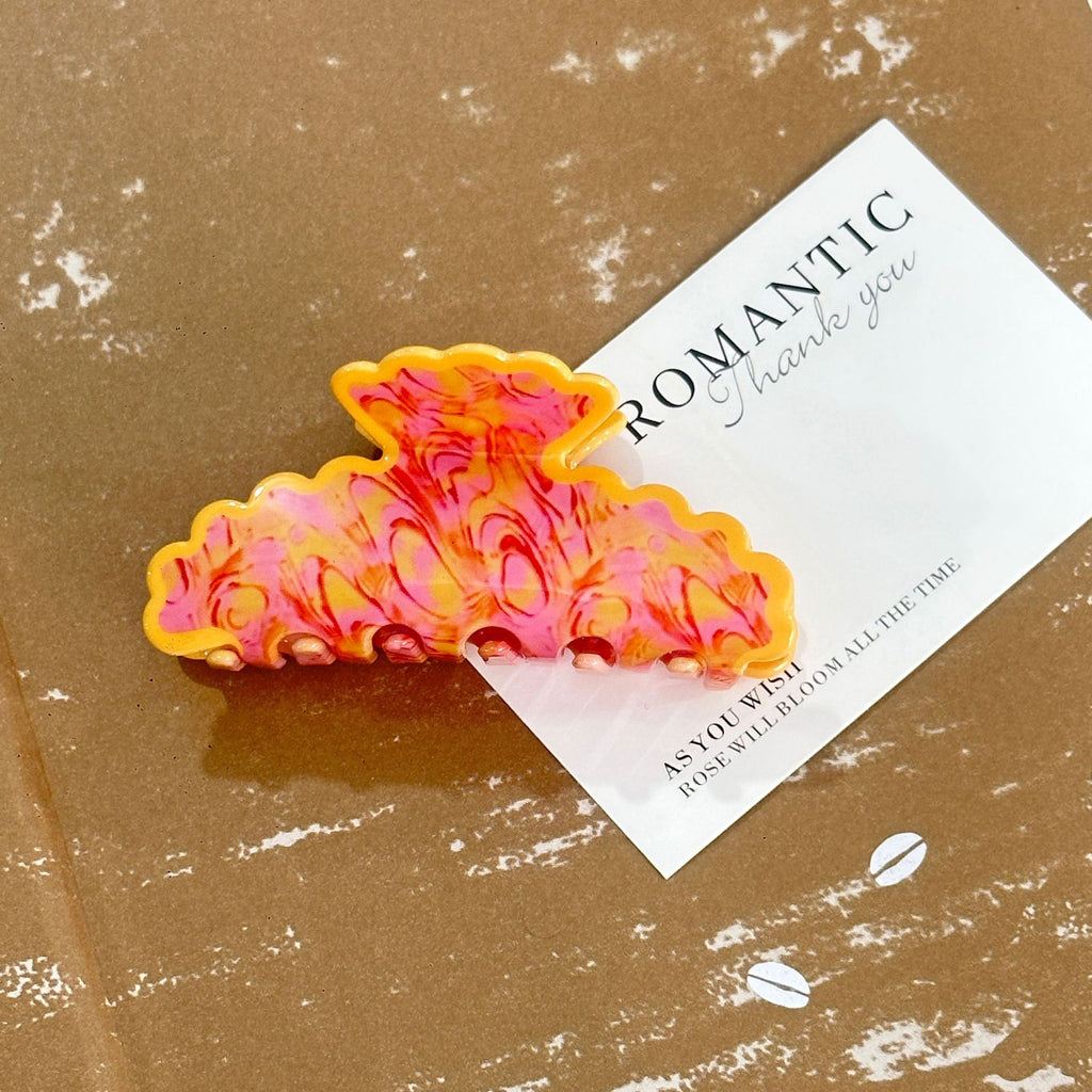 Blue-and-White Porcelain Style Claw Clip — Tie-Dye Speckled Pattern, Ideal for Updos