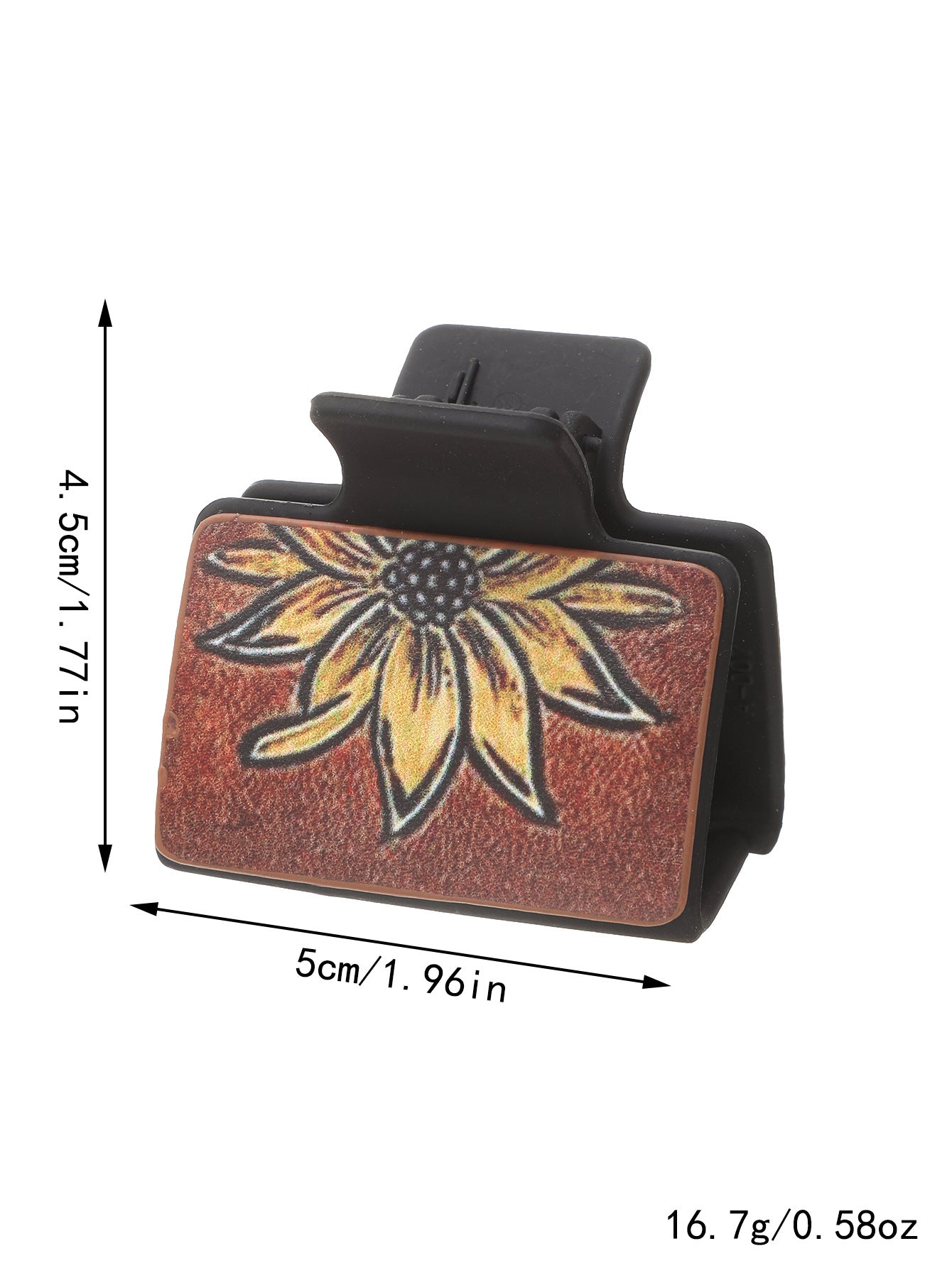 Leather Sunflower Hair Clip / Half-Up Shark Clip