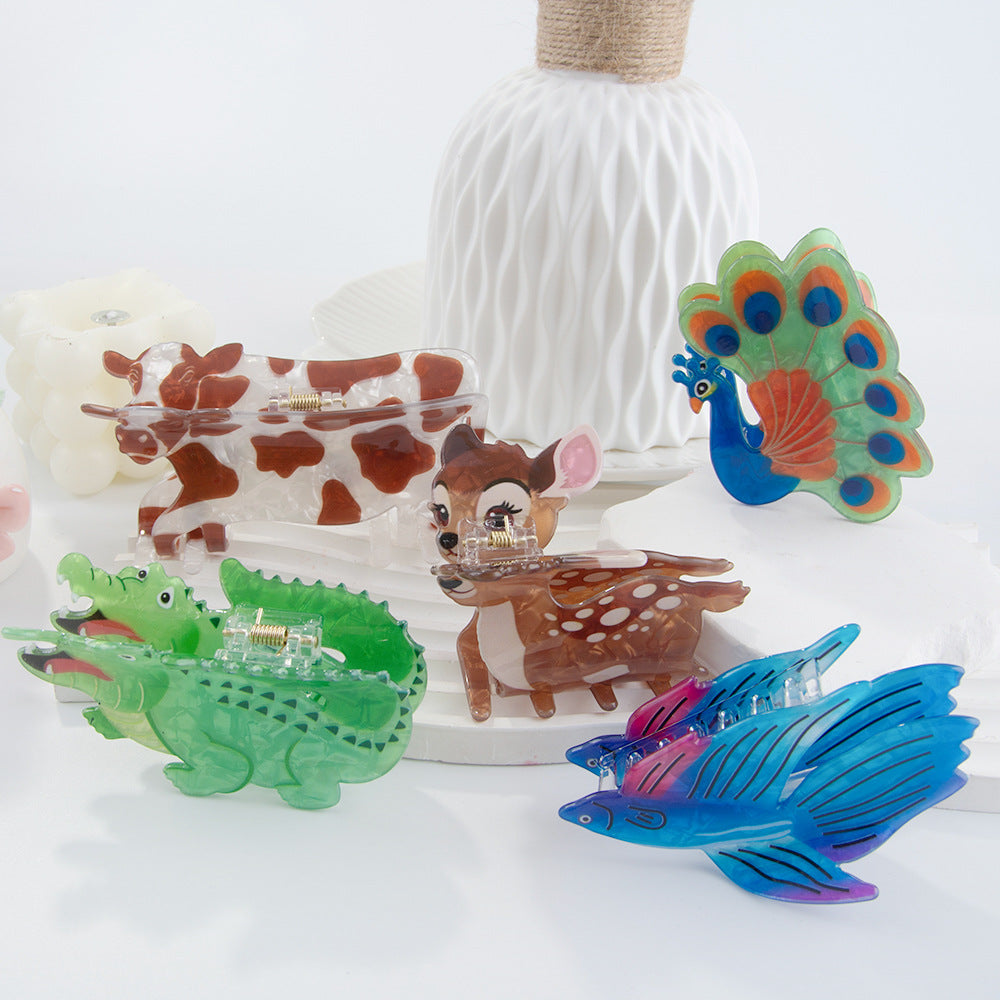 Forest Series Grip Creative PVC Dinosaur Barrettes Updo Shark Clip