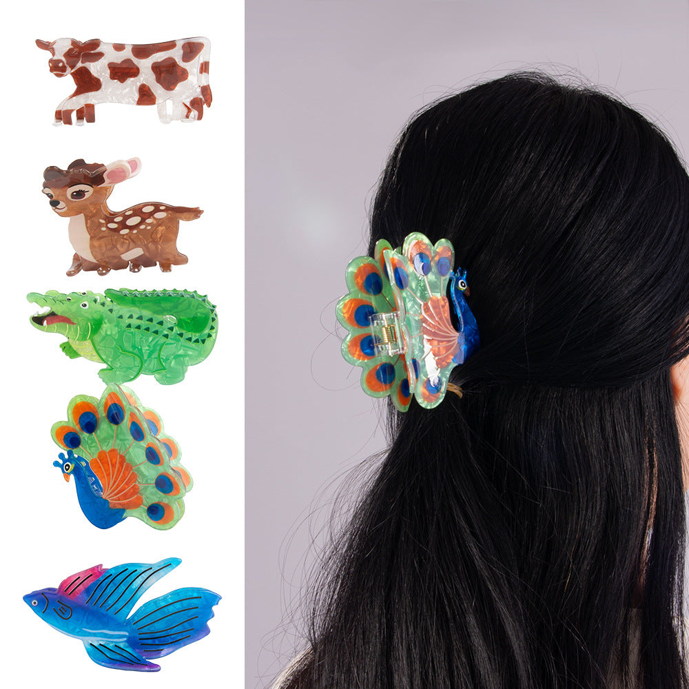 Forest Series Grip Creative PVC Dinosaur Barrettes Updo Shark Clip