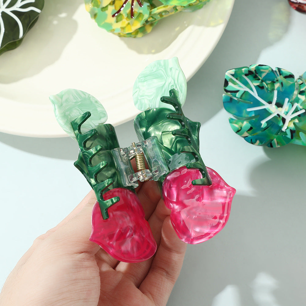 Plant Leaves Barrettes Acetic Acid Updo Shark Clip