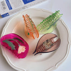 Summer Flower Stitching Grip Acetate Updo Shark Clip