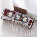 Bohemian National Style Turquoise Grip Western Style Barrettes Vintage Leopard Print Sequined Leather Fashion Hair Clip