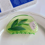 Summer Flower Stitching Grip Acetate Updo Shark Clip