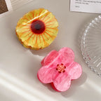 Sunflower Acrylic Hair Claw Clip — Half-Up Hairstyle Shark Clip