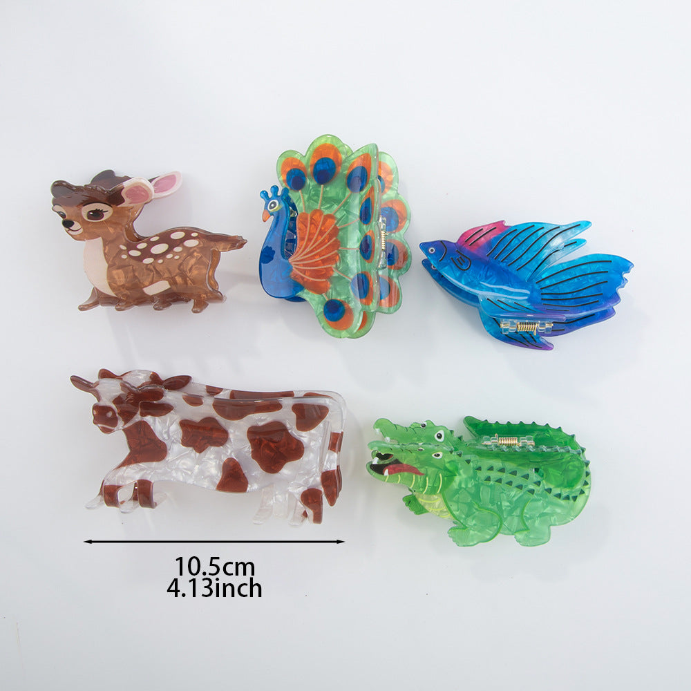 Forest Series Grip Creative PVC Dinosaur Barrettes Updo Shark Clip
