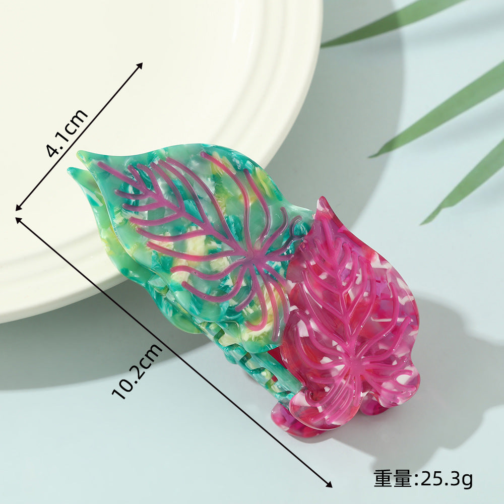 Plant Leaves Barrettes Acetic Acid Updo Shark Clip