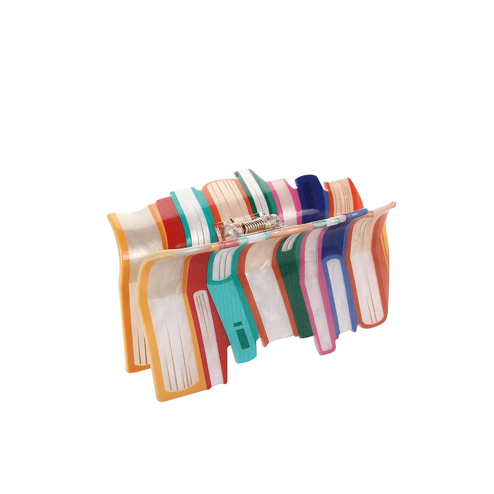 Book Barrettes Large Acrylic Water Pattern Updo Hair Claw