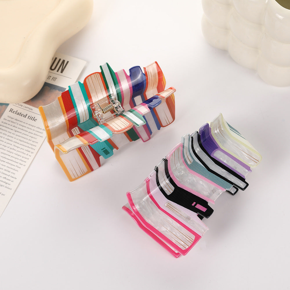 Book Barrettes Large Acrylic Water Pattern Updo Hair Claw