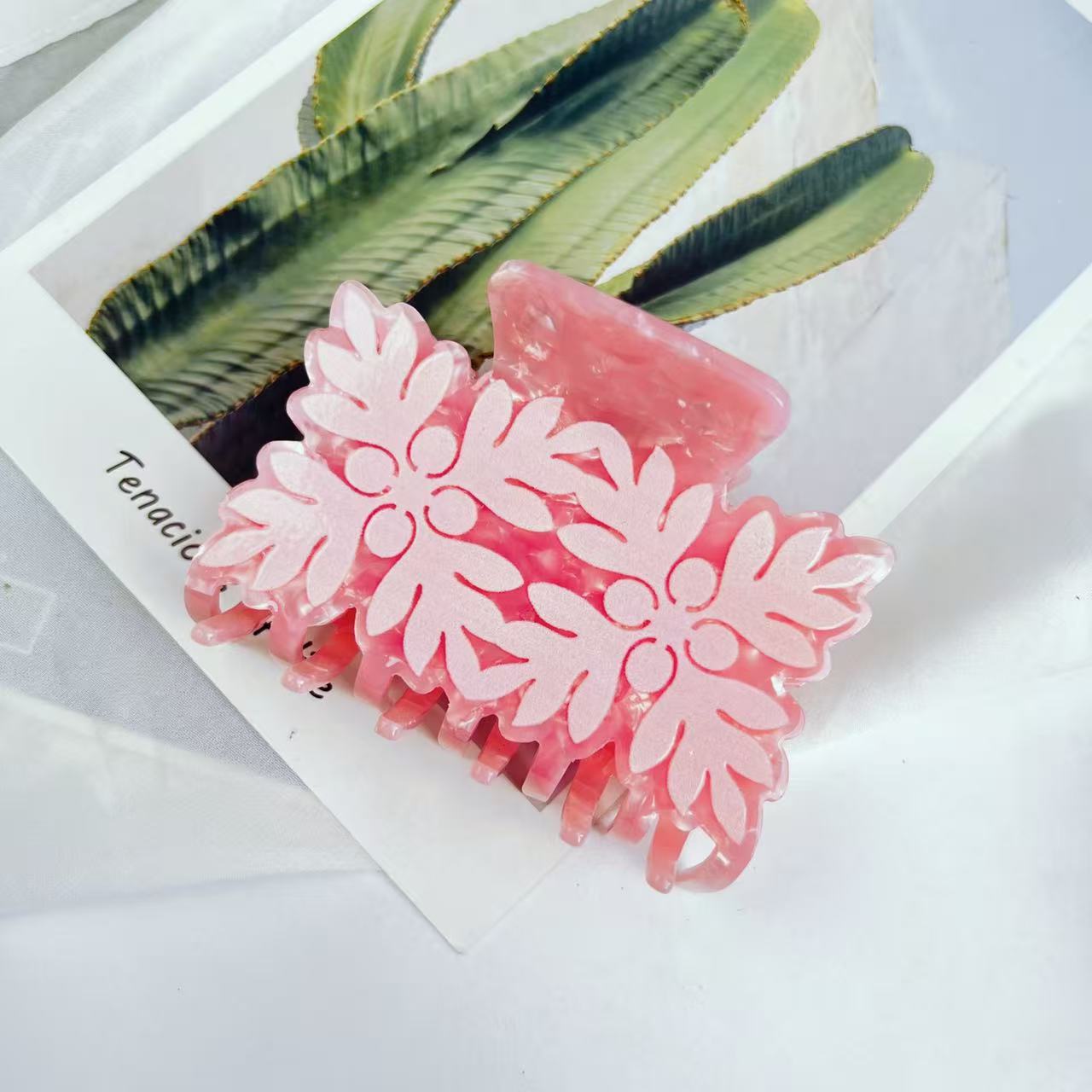 Flower Square Acetate Grip Printing Medium Brush Shark Clip