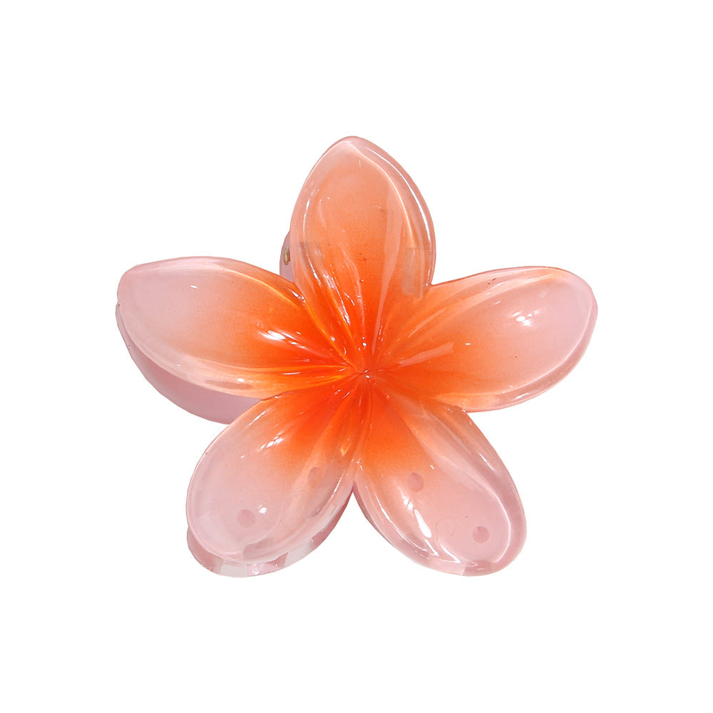 Color Plumeria Rubra Barrettes Side Grab Half Grab Back Head Shark Clip