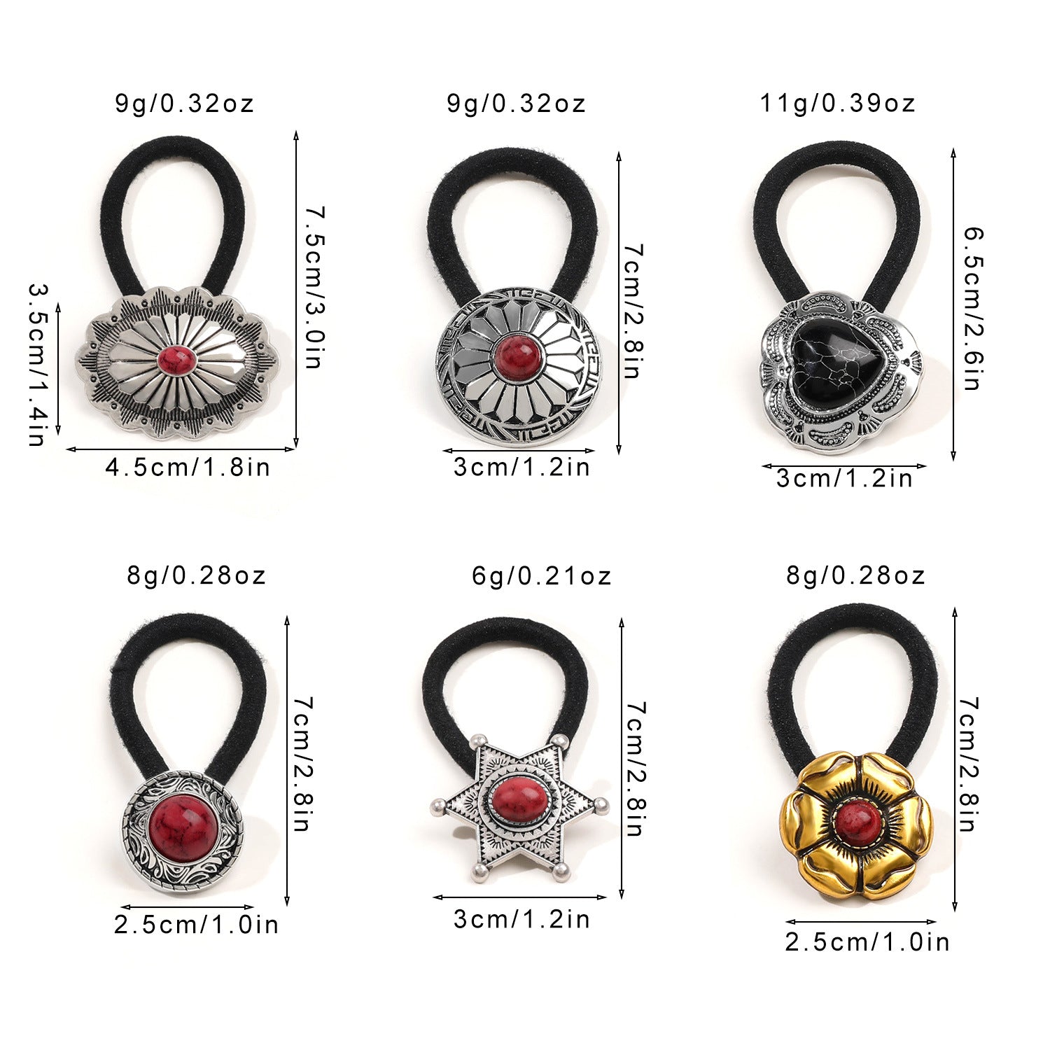 Vintage Inlaid Turquoise Rubber Band Hair Rope High Elasticity Hair Tie Hair Rope