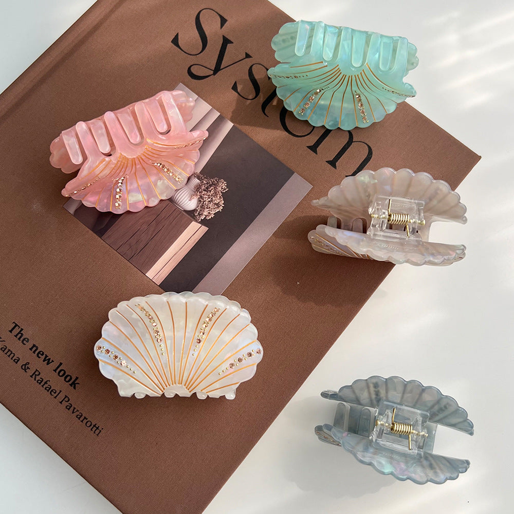 Shell Conch Acetate Grip Spot Drill Back Head Shark Clip