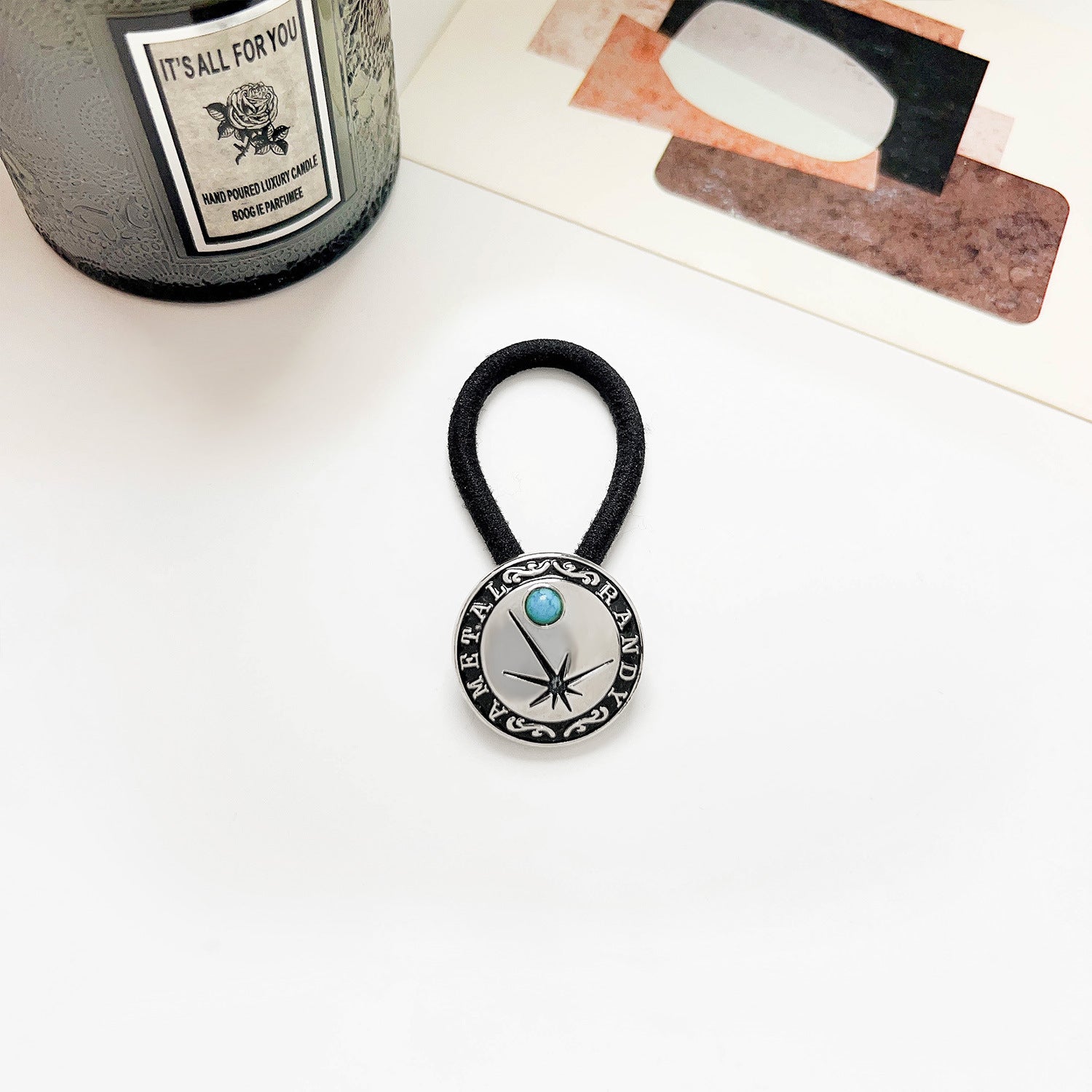 Vintage Inlaid Turquoise Rubber Band Hair Rope High Elasticity Hair Tie Hair Rope