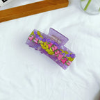 Chain Flower Acetate Grip Large Square Clip Back Head Shark Clip