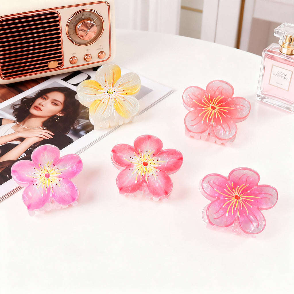 Plum Blossom Grip Flower Updo Shark Clip