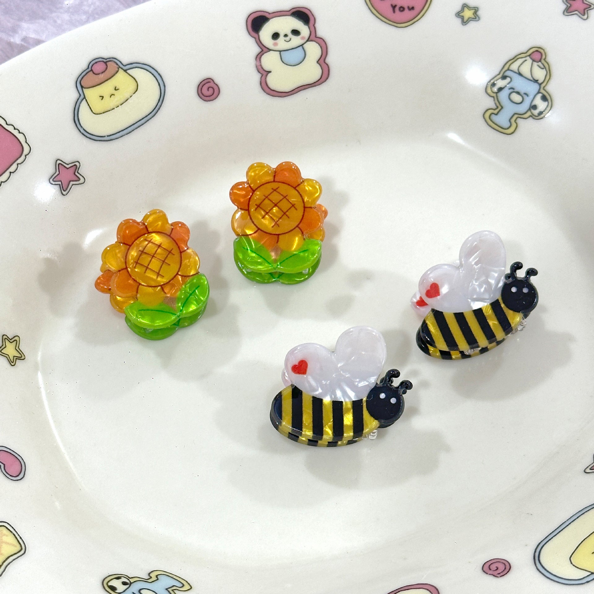 Bee Sunflower Mini Clip Bangs Side Clip