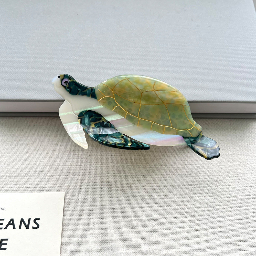 Sea Turtle Acetate Hairpin Ocean Series Shell Hair Claw Medium Head Shark Clip