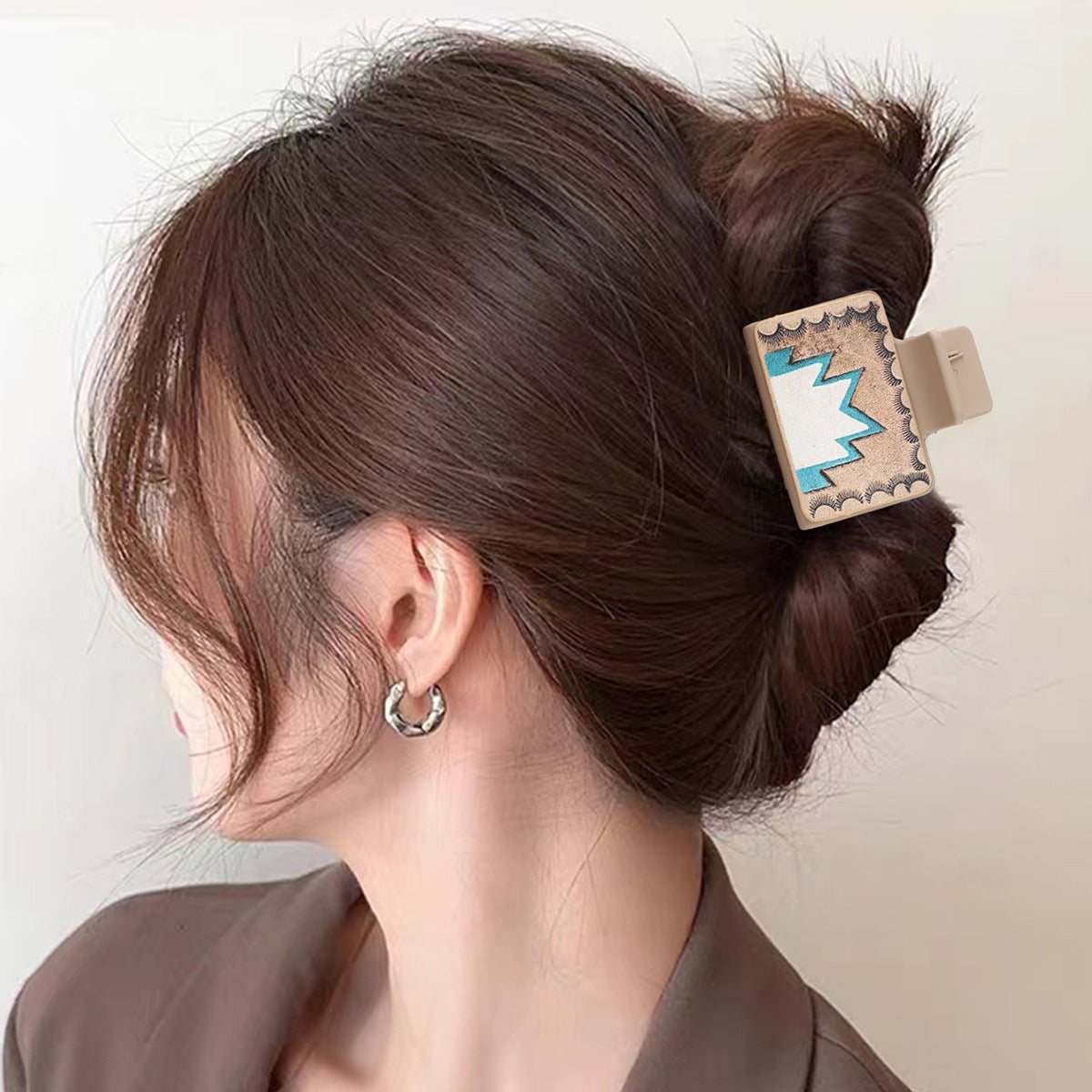 Leather Sunflower Hair Clip / Half-Up Shark Clip