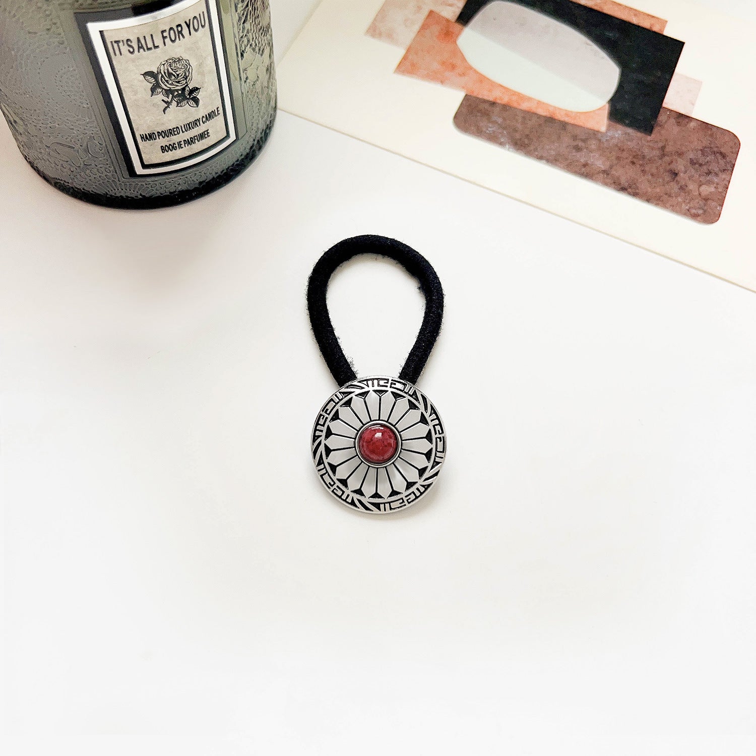 Vintage Inlaid Turquoise Rubber Band Hair Rope High Elasticity Hair Tie Hair Rope