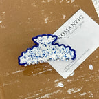 Blue-and-White Porcelain Style Claw Clip — Tie-Dye Speckled Pattern, Ideal for Updos