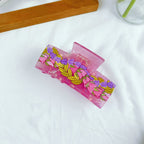 Chain Flower Acetate Grip Large Square Clip Back Head Shark Clip