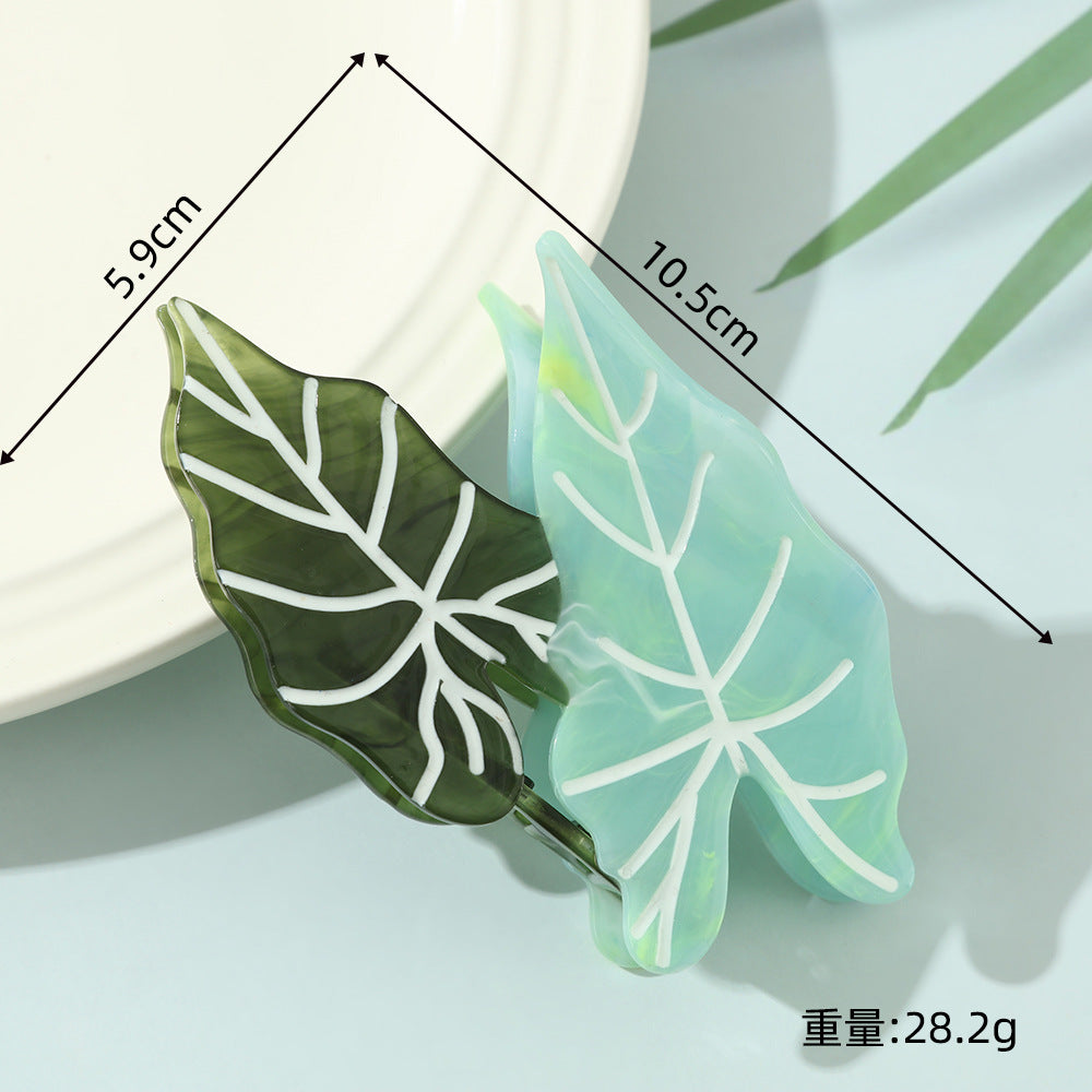 Plant Leaves Barrettes Acetic Acid Updo Shark Clip