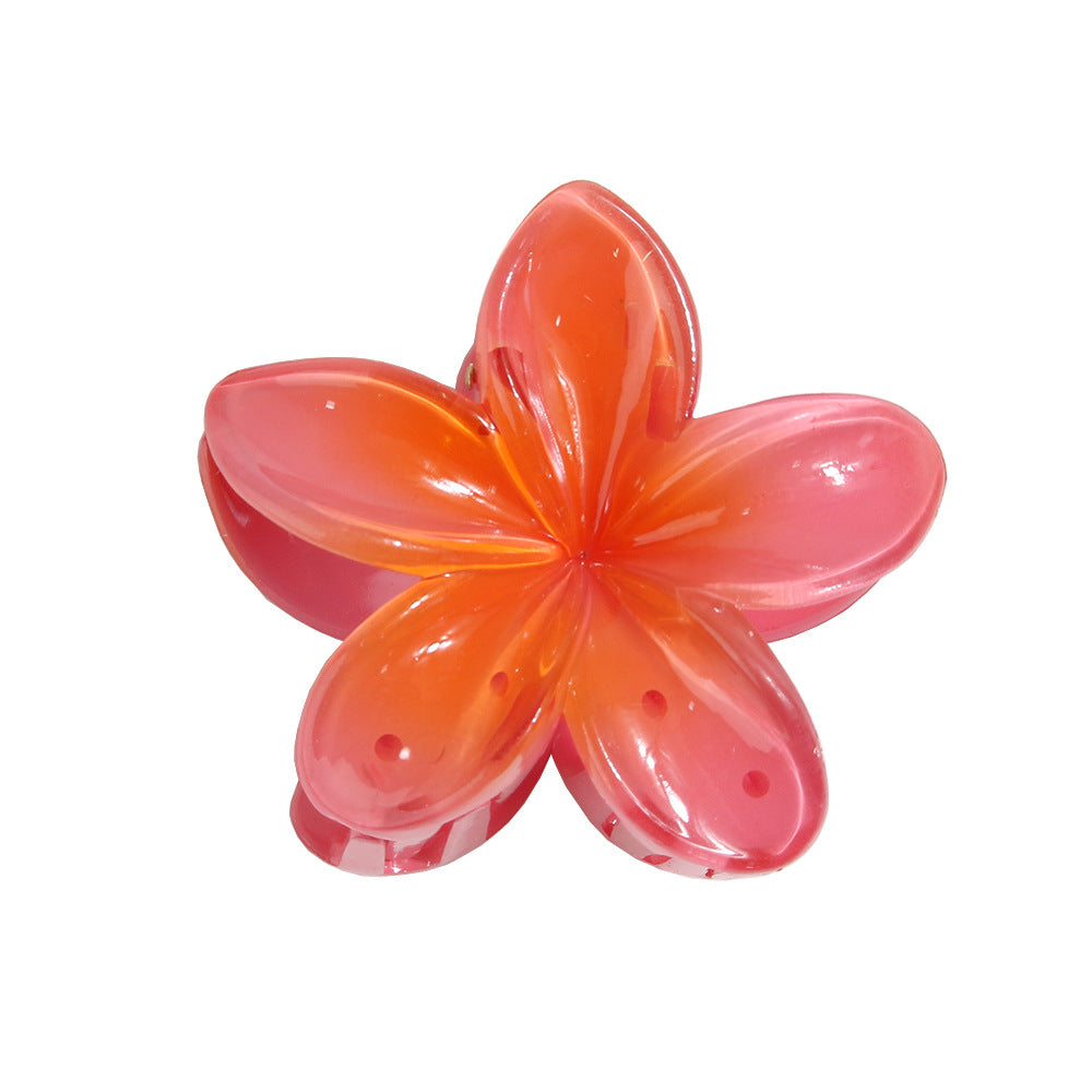 Color Plumeria Rubra Barrettes Side Grab Half Grab Back Head Shark Clip