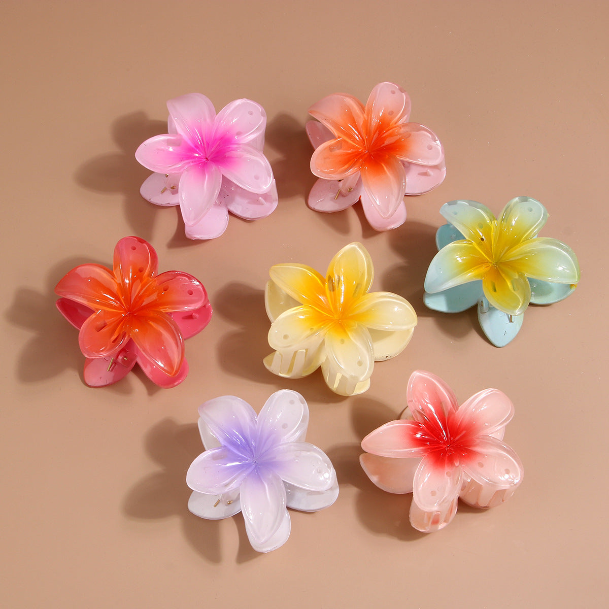 Color Plumeria Rubra Barrettes Side Grab Half Grab Back Head Shark Clip