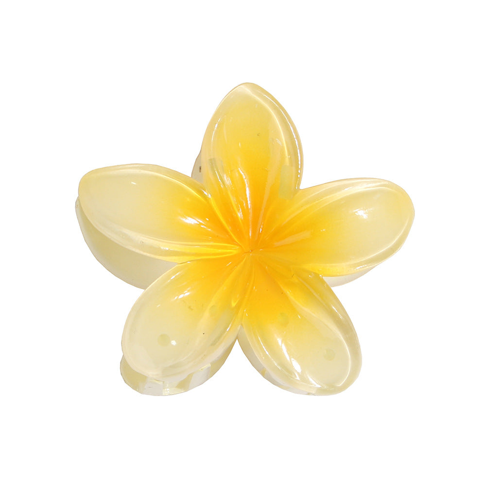 Color Plumeria Rubra Barrettes Side Grab Half Grab Back Head Shark Clip