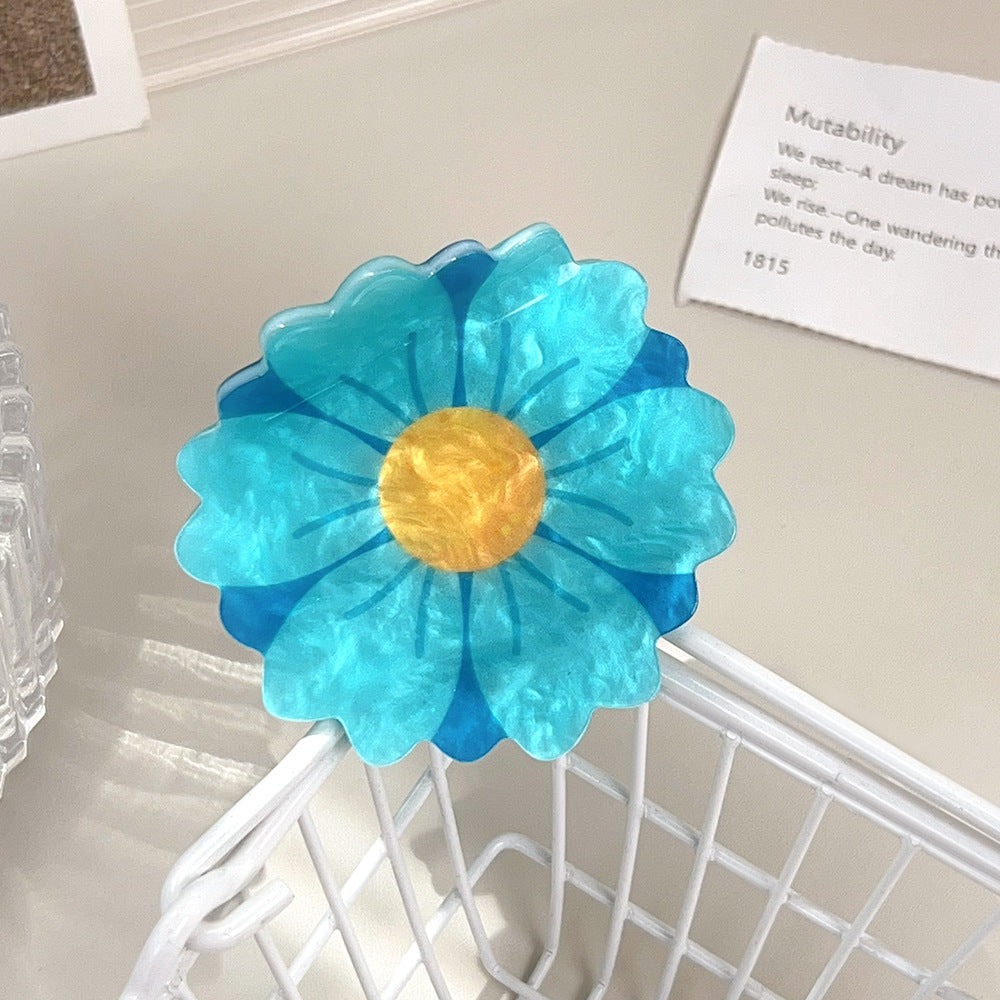 Sunflower Acrylic Hair Claw Clip — Half-Up Hairstyle Shark Clip