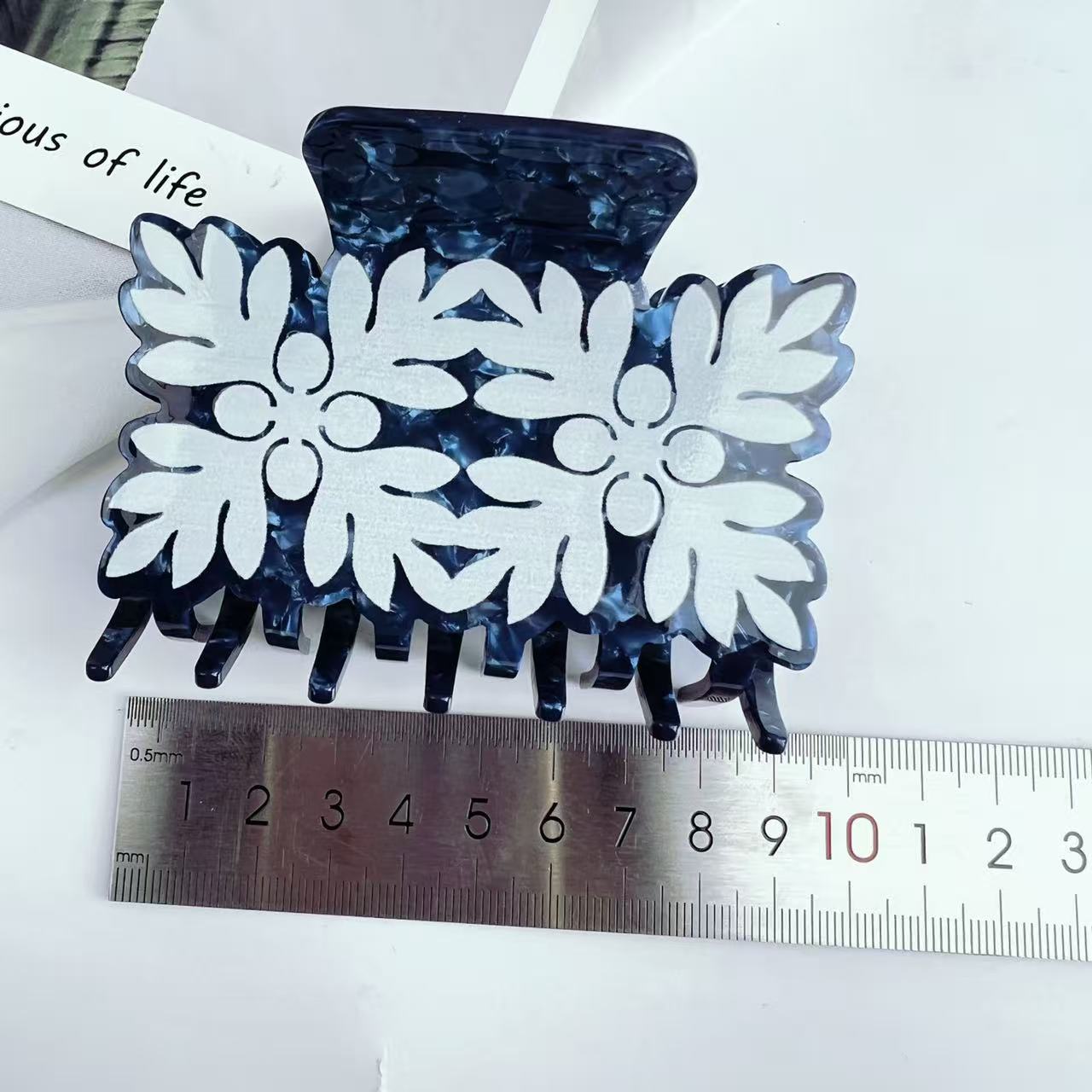 Flower Square Acetate Grip Printing Medium Brush Shark Clip