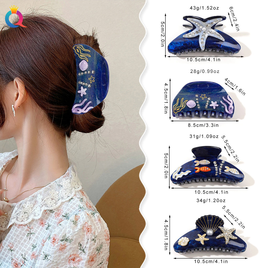 Ocean Series Acrylic Updo Shark Clip Hair Claw