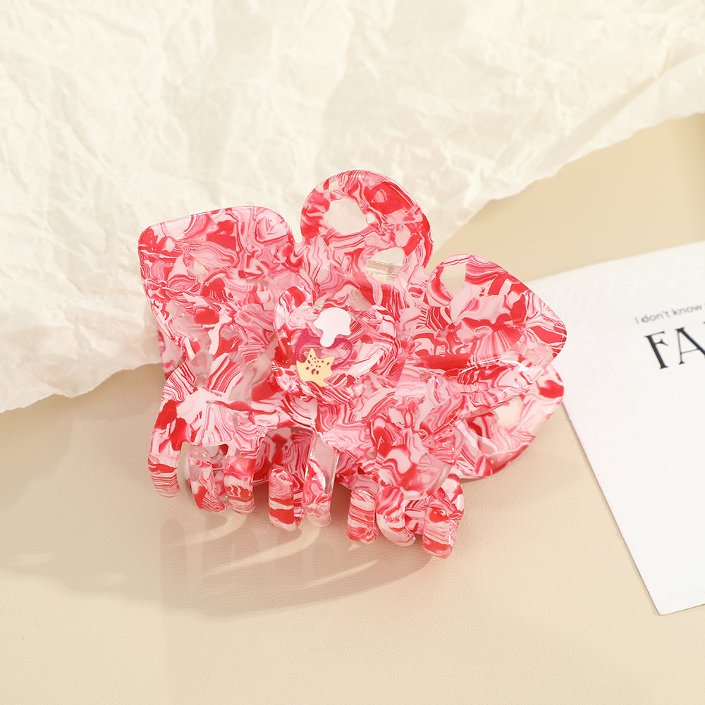 Floral Acrylic Hair Claw Clip (for Updos)