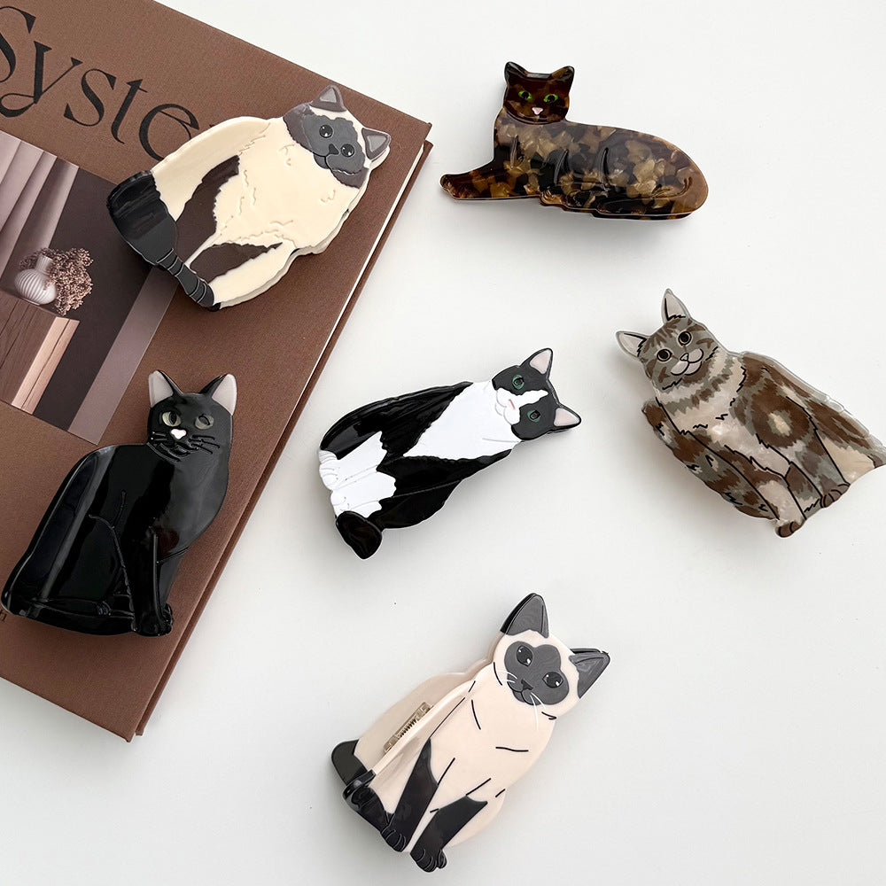 Cute Cat Barrettes Half Scratch Updo Shark Clip