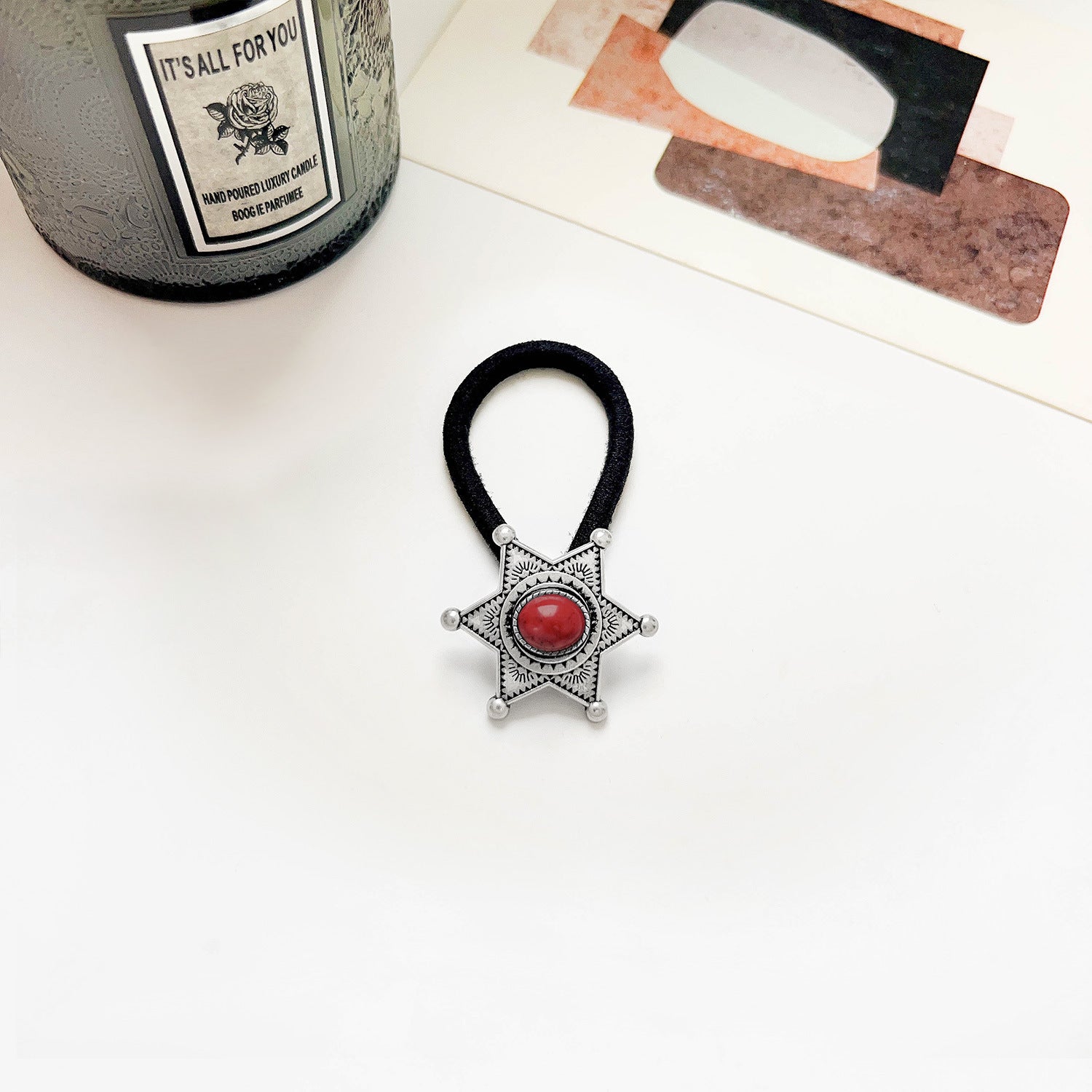 Vintage Inlaid Turquoise Rubber Band Hair Rope High Elasticity Hair Tie Hair Rope