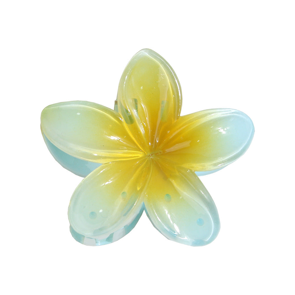 Color Plumeria Rubra Barrettes Side Grab Half Grab Back Head Shark Clip
