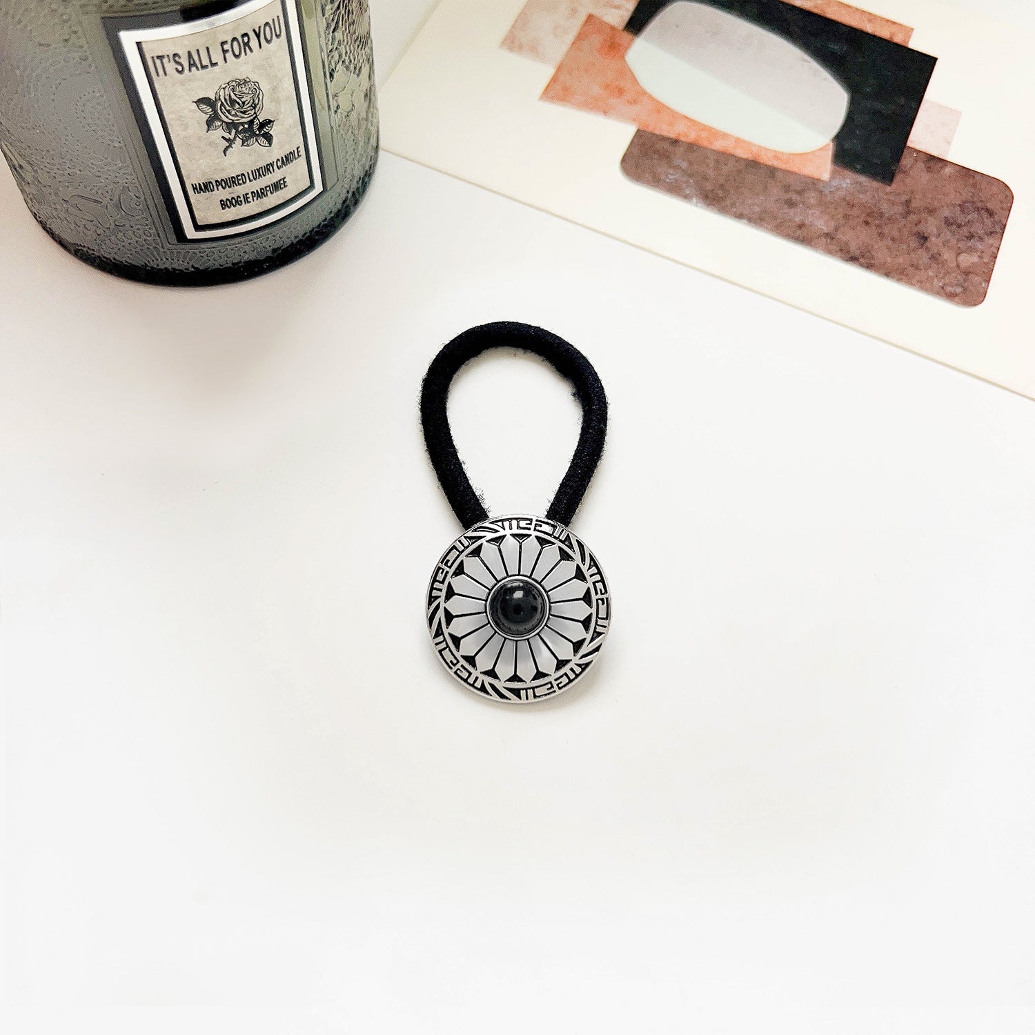 Vintage Inlaid Turquoise Rubber Band Hair Rope High Elasticity Hair Tie Hair Rope